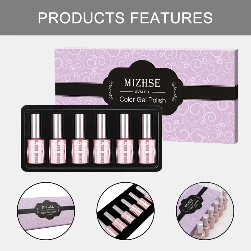 

MIZHSE 18ML Gel Lacquer Set Soak Off UV LED Nail Polish Gel Smalto Semi Permanente Unghie Top And Base Gel For Nails Design