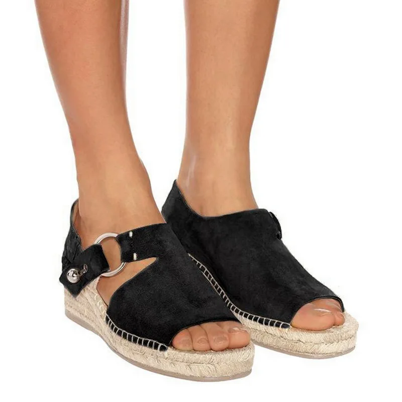 Black Oeak/обувь на танкетке; женские сандалии на каблуках; Torridity Flop Chaussures; босоножки на танкетке - Цвет: Black