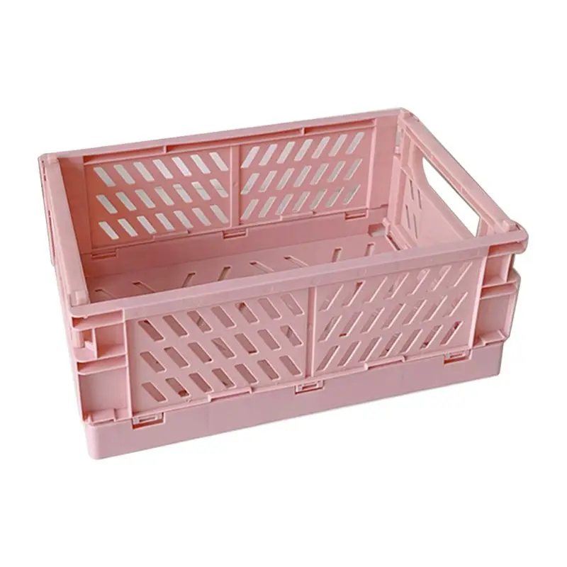 

B2RC Collapsible Crate Plastic Folding Storage Box Basket Utility Cosmetic Container Desktop Holder