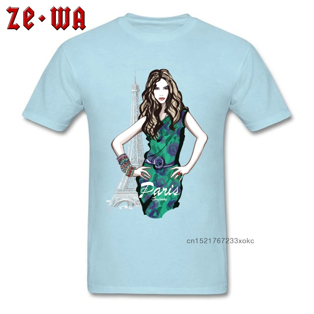 Парижская Мужская футболка модная красивая 100% хлопок 2018 популярная одежда синяя