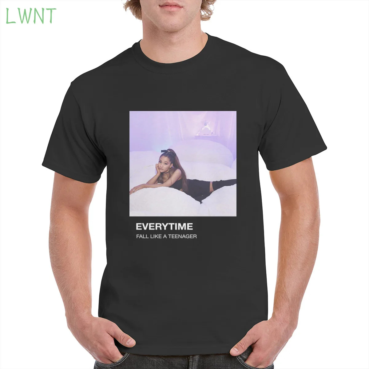 

Gothic punk 100% Cotton kawaii Ariana Grande positions print Tee sweet music singer cover t shirt oversized women/men's T-Shirts