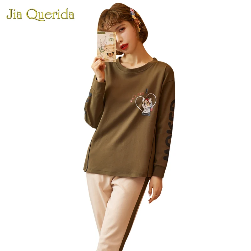 Домашняя одежда домашняя с мультяшным принтом пижама длинным рукавом Женский