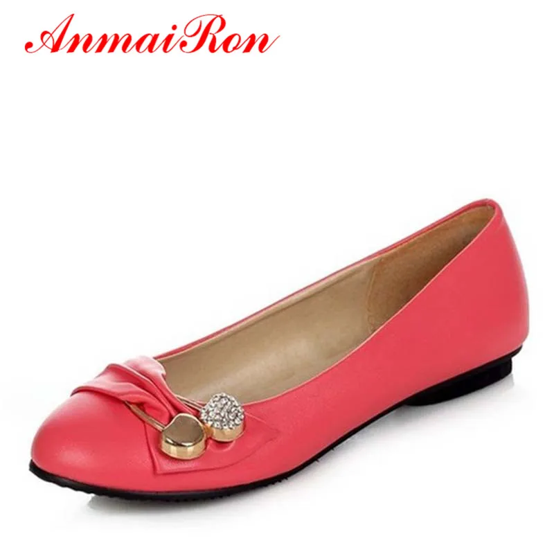 

ANMAIRON White Black Red Green Pink Women Fashion Flats Ladies Shoes Woman Large size 47 Female Ballet Shoes Women