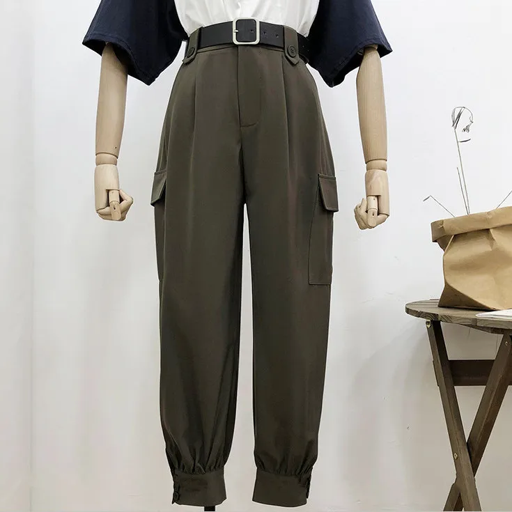

Wide Leg Cargo Pants Casual Woman Pants Autumn Straight High Waist Long Trousers Women Solid Korean Style Winter Pantalon Bottom