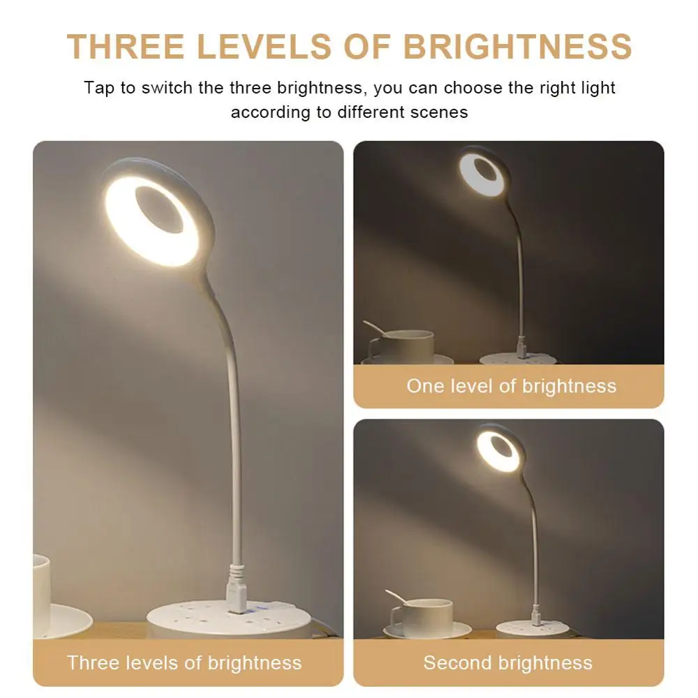 

USB Computer Desk Lamp LED Desk Lamp Foldable and Curved Study Room Reading Lamp Dimmable Office Lamp with USB Charging Port