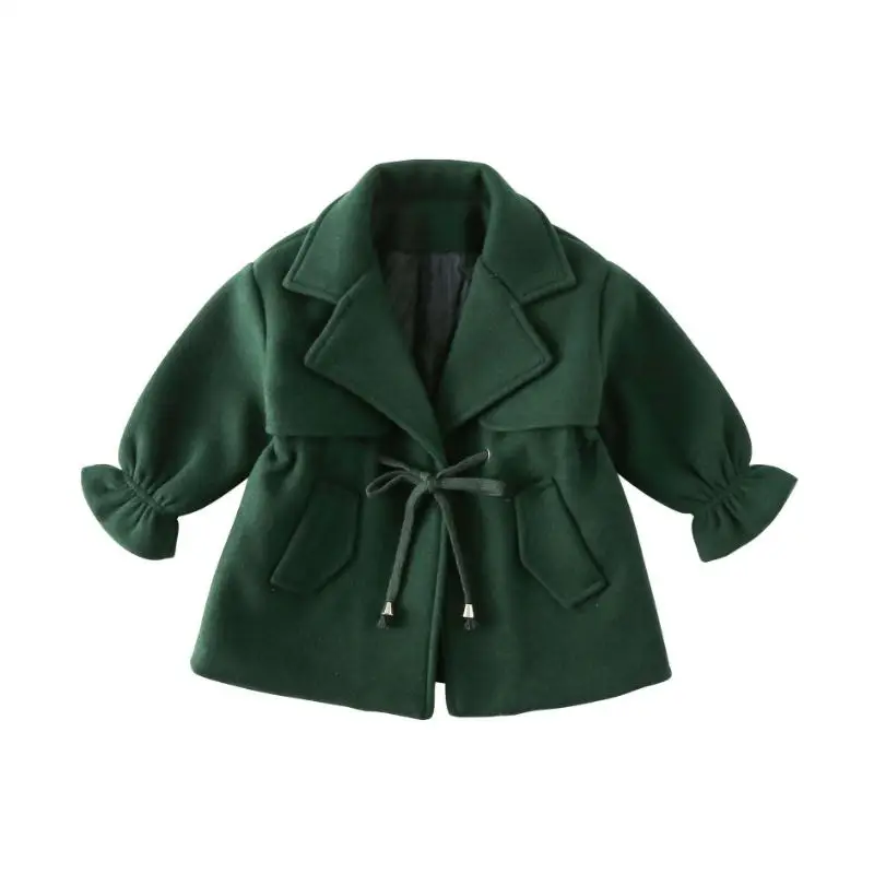 2019 зимнее длинное шерстяное пальто для маленьких девочек детская модная плотная