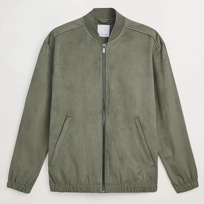 Мужская замшевая куртка-бомбер ZA с текстурным эффектом бейсбольная униформа