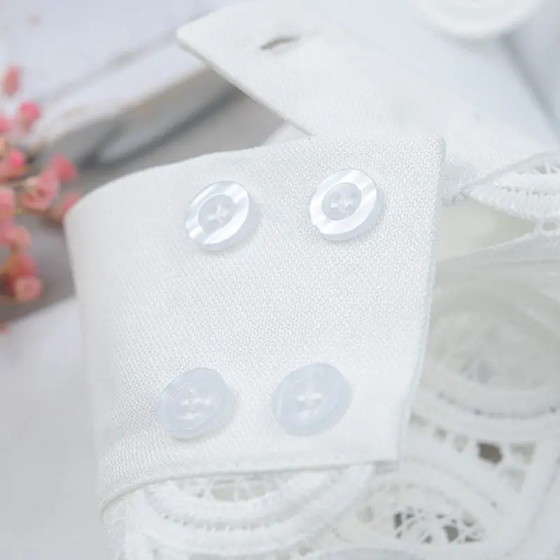 

Korean Vintage Detachable Flare Sleeve Fake Cuffs Hollow Out Embroidery Floral Lace Lolita Knitted Sweater Decorative Wristband