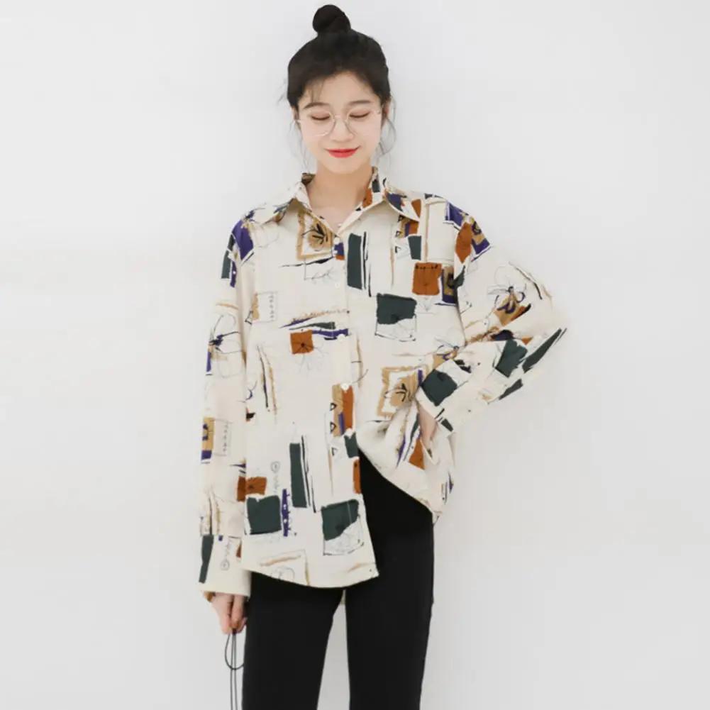 

Женская шифоновая блузка, летняя винтажная блузка с цветочным принтом, однобортная рубашка с длинным рукавом, женские топы, хлопковая рубаш...