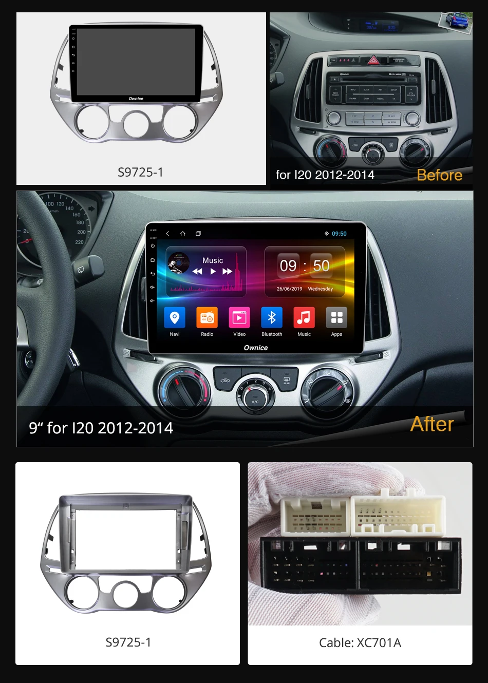 Ownice K3 K5 K6 4 Гб + 64 Android9.0 4G LTE DSP Автомобильный DVD Радио для Hyundai I20 I-20 2012 2013 2014 360