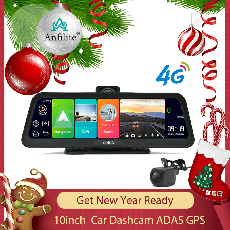 

Видеорегистратор Anfilite FHD, 10 дюймов, 4G, Android 8,1, ADAS, WIFI, GPS, бесплатные карты, 2 ГБ + 32 ГБ, пульт дистанционного управления