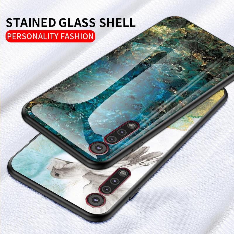 

For Motorola Moto G8 Plus Case Luxury Marble Grain Hard Tempered Glass Protective Back Cover Case for Moto G8 Plus g8plus