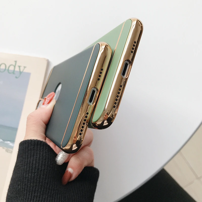 Жесткий чехол с гальваническим покрытием для iPhone 11 Pro Max 7 8 6 6s Plus X XR XS