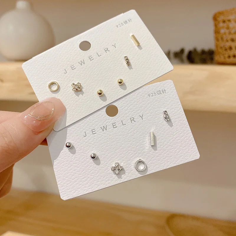 

S925 silver needle small zircon earrings set niche design all-match earrings female earrings wholesale ear ring korean earrings