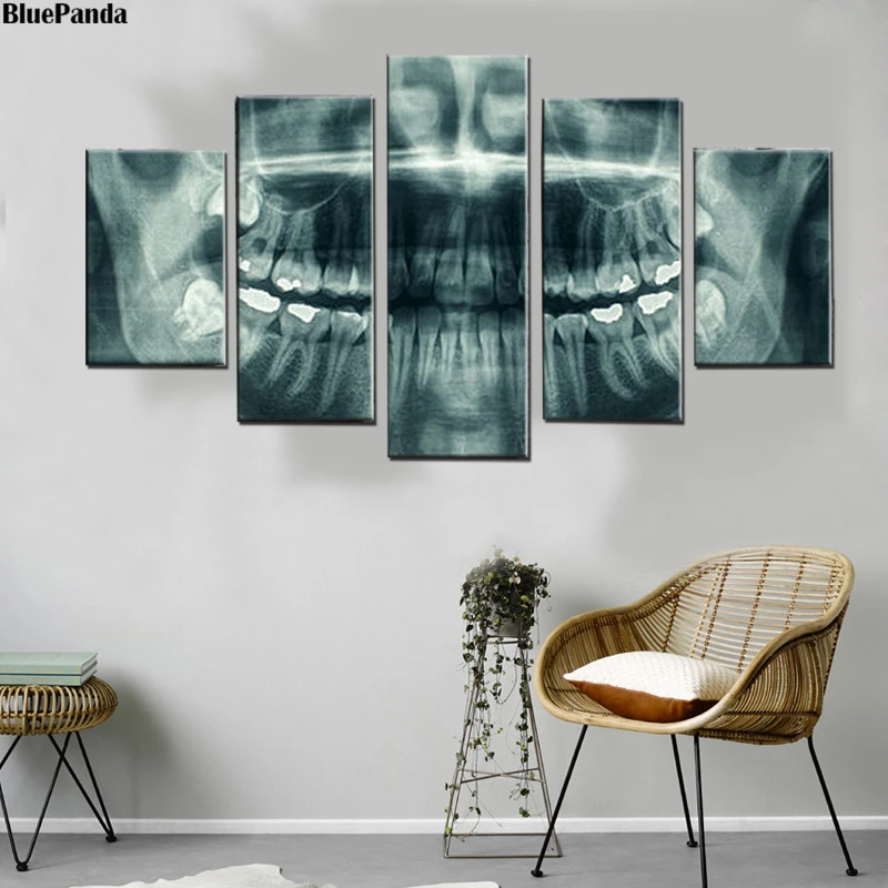 Dental X Ray HD Canvas Painting Oil Print Poster 5 Pieces Wall Art Modern Picture For Bedroom Office Home Decor |