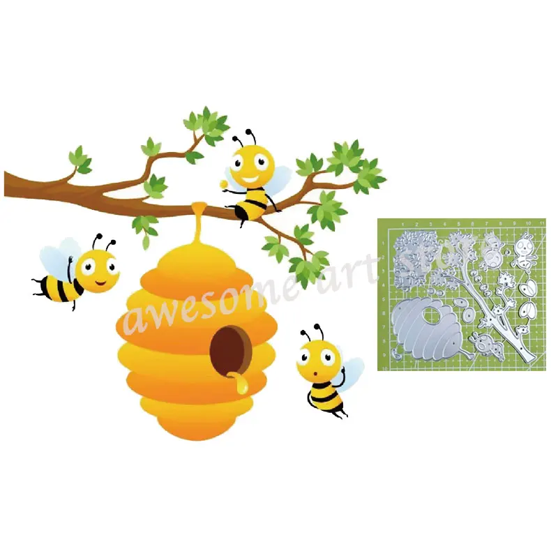 Режущие штампы Spring Zinger Bees Family, трафареты с пасхальными ветками и листьями, для рукоделия, для скрапбукинга, фотоальбом