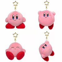 kawaii cartoon star plush toy soft pink stuffed kirby doll plushie keychain pendant for bag home decor easter gift for girlkids