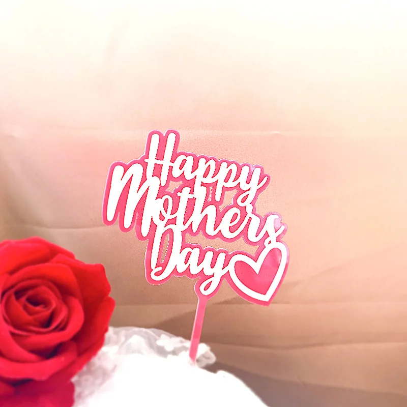 

Rose Red White Happy Mother's Day Cake Topper Happy Love Cake Decoration Cake Decorating Party Supplies Baking Cake Toppers