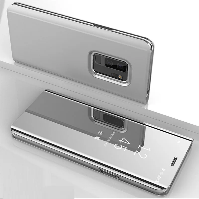 silver Yuetuo роскошный зеркальный кожаный флип-чехол для телефона huawei honor 8 Lite 8a 9x pro 8c 8s 8x max Прозрачный Жесткий задний чехол etui - Цвет: silver