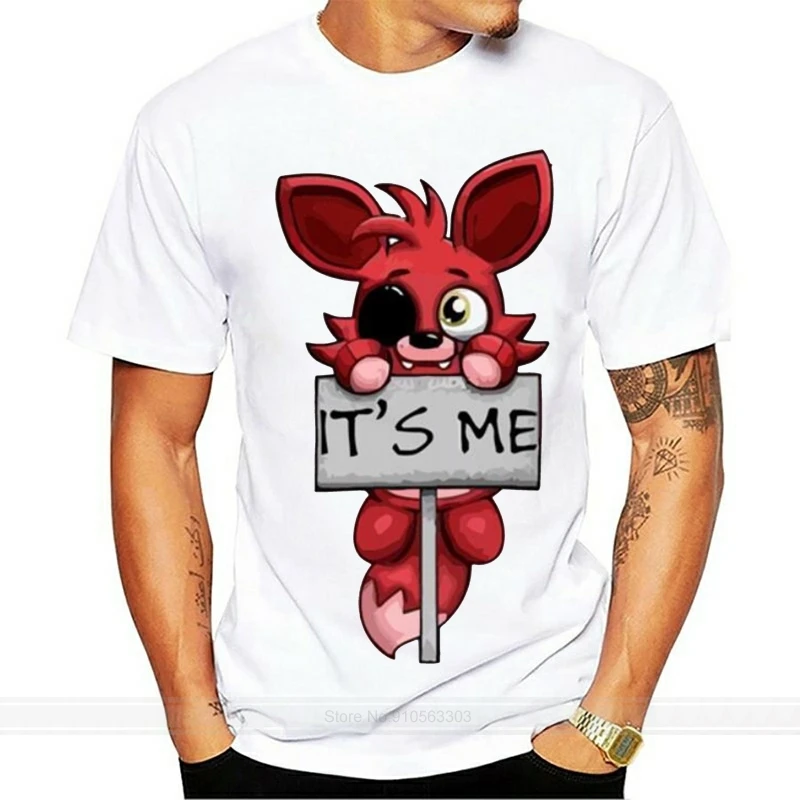 Kawaii FNAF плюшевая мужская футболка Foxy летняя в стиле хип-хоп хлопковая Футболка с
