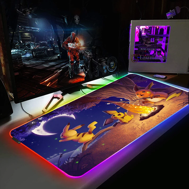 Большой офисный RGB коврик для мыши со светодиодный Ной подсветкой игровой