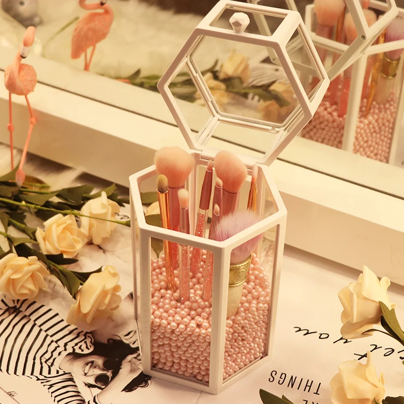 Прозрачный стеклянный пылезащитный органайзер для макияжа туалетный столик