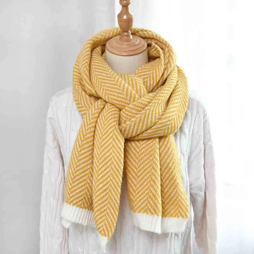 Женский Зимний новый шерстяной шарф модный повседневный вязаный теплый толстый