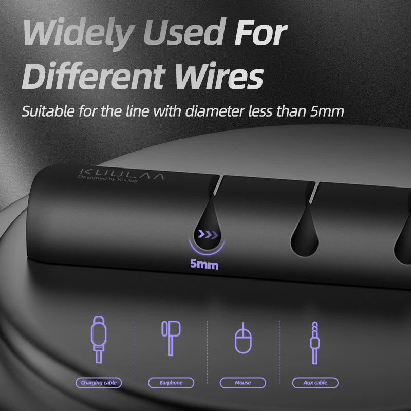 KUULAA Cable Organizer Silicone USB Winder Desktop Tidy Management Clips Holder for Mouse Headphone Wire | Мобильные телефоны и