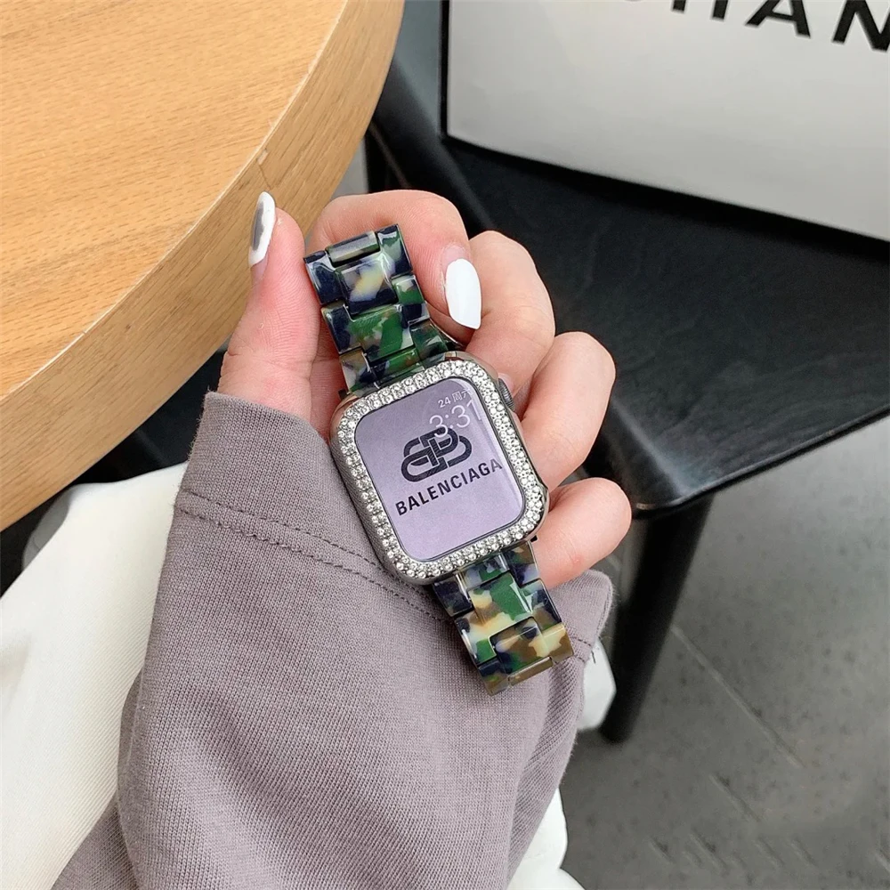 Resin strap For Apple Watch 44mm band iwatch Series 6 5 4 3 2 1 Wrist For watch Accessories 42mm 38mm bracelet Replacement 40mm