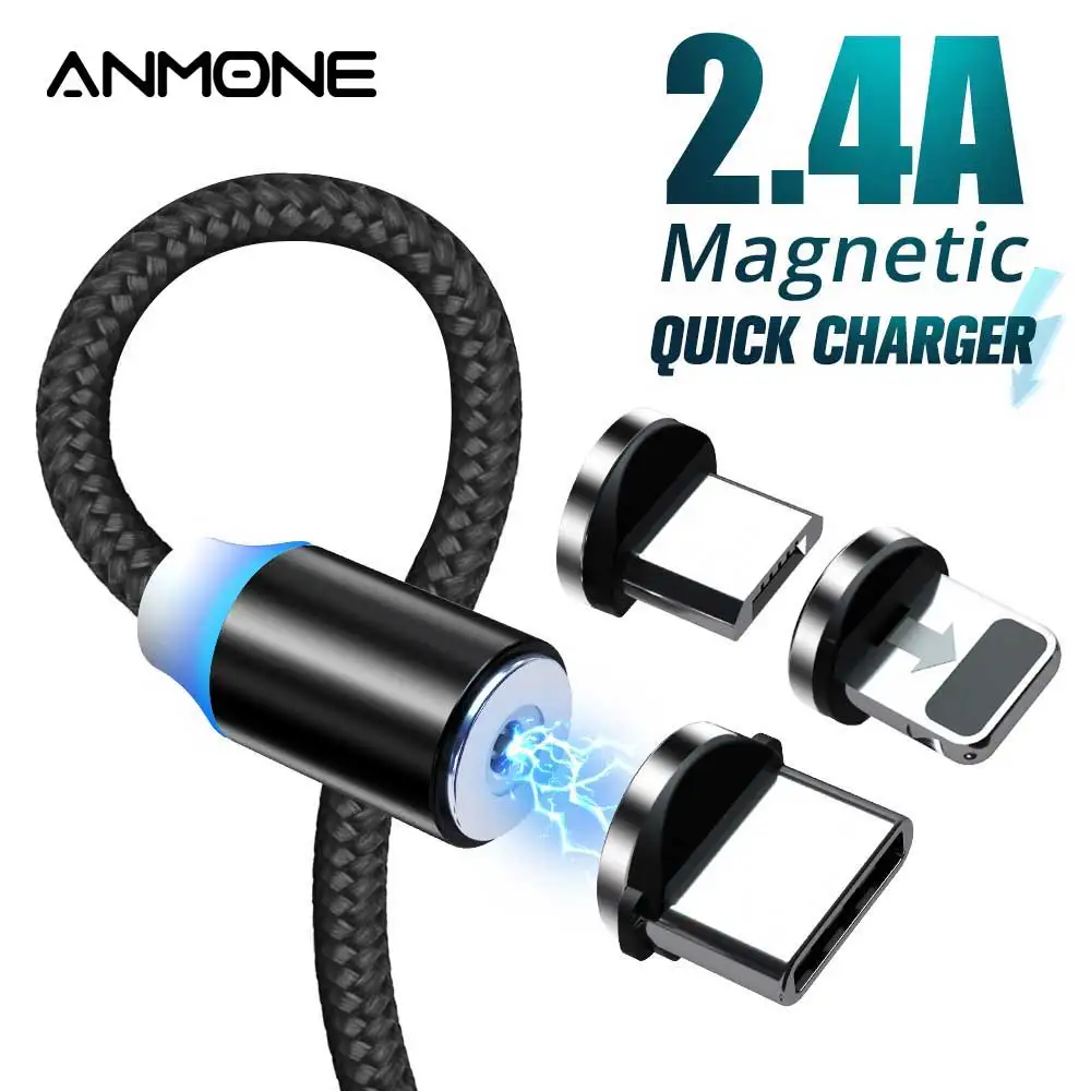 Магнитный кабель ANMONE Micro USB Type C магнитное зарядное устройство для iPhone Samsung Xiaomi Umidigi