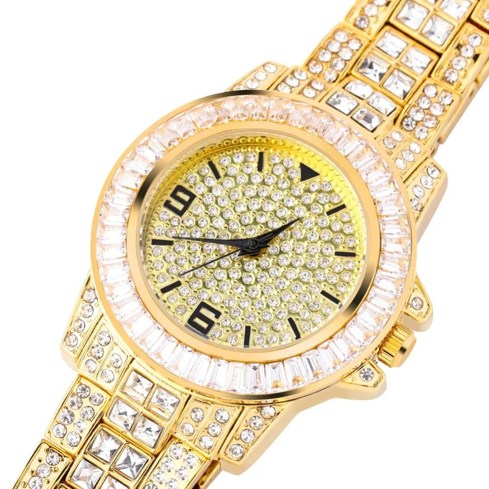 GUCY AAA ICED OUT хип-хоп наручные часы с микро pave CZ браслет из нержавеющей стали Прямая поставка