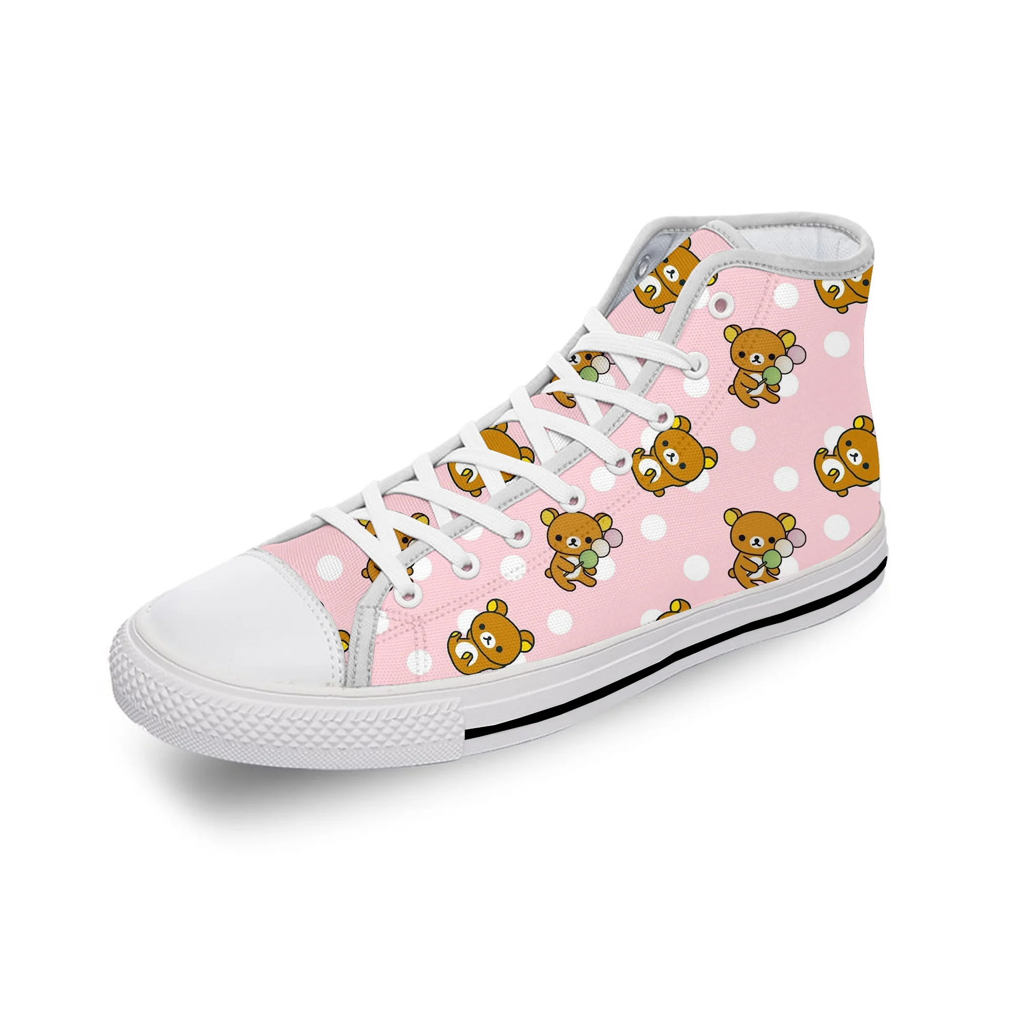 

Cartoon Bear Animal Funny Cute White Cloth Fashion 3D Print High Top Canvas Shoes Men Women Lightweight Breathable Sneakers