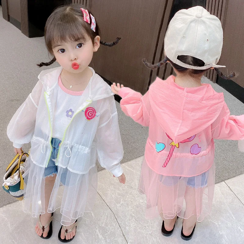 

Sweet Girls Baby sunscreen Coat Jacket Outwear 2021 Fashion Spring Autumn Overcoat Top Zipper Cardigan Children's Clothing