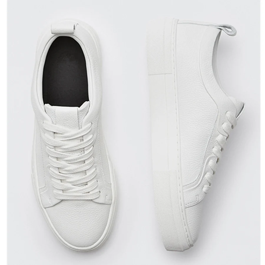 

Dave&Di 2022 Spring New England Style Fashion Pure White Genuine Leather Cowhide Casual Vulcanized Shoes Casual Sneakers Women