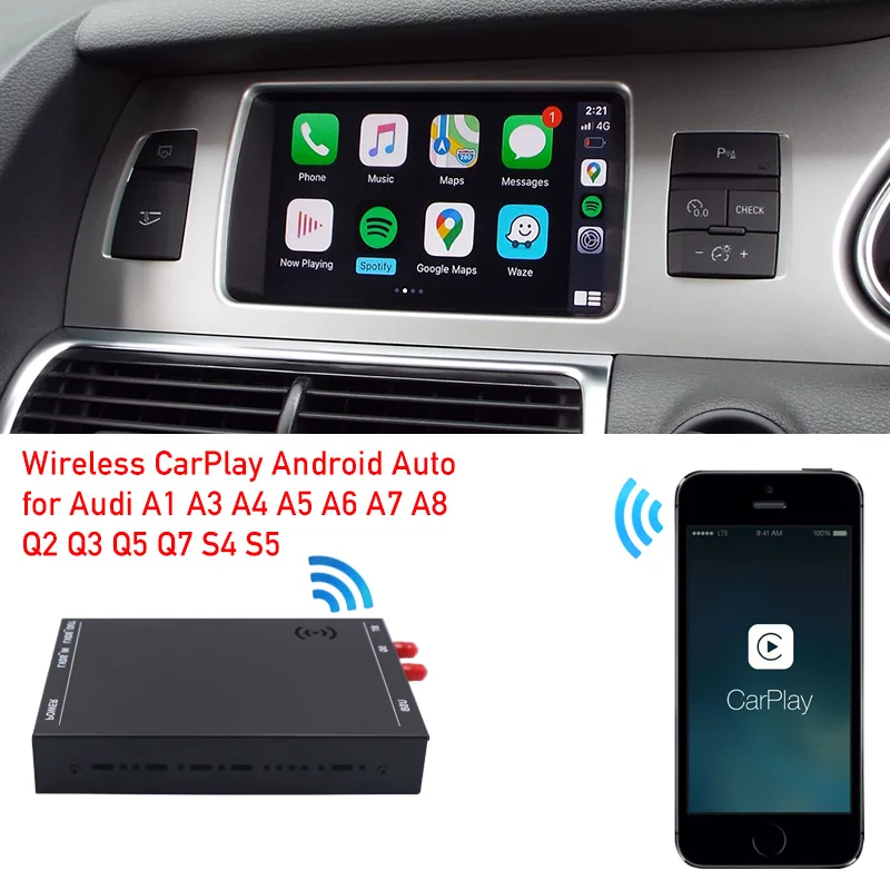 Беспроводная зеркальная коробка A6 C6 facelift Q7 для apple carplay подключается к экрану