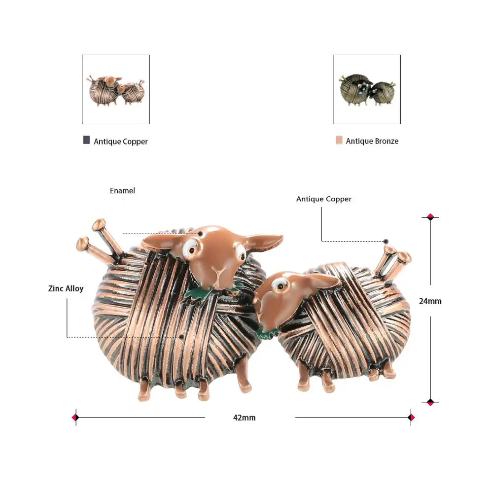 Neoglory New Creative Design Funny Cartoon Sheep Animal Brooches Antique Looking Enamel Pins Badges Birthday Gift For Friend