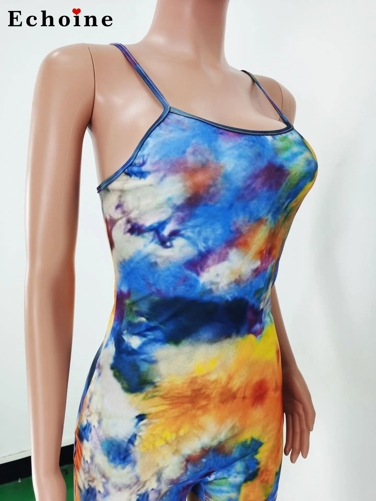 Женский комбинезон на бретелях-спагетти с принтом | Женская одежда