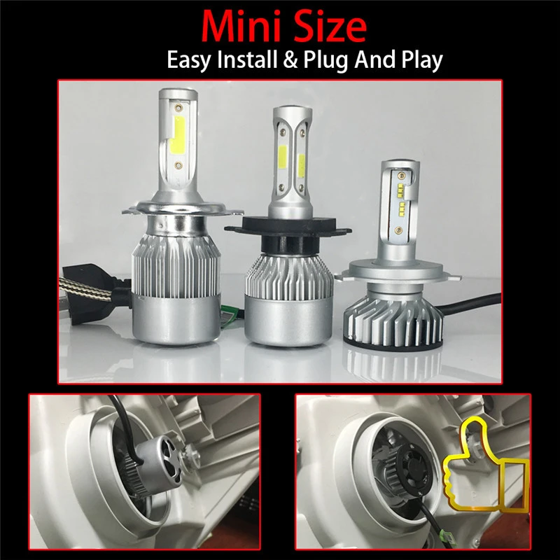

1Pair 12000LM 6500K H7 H4 LED Canbus H1H8/H9/H119005 9006 9012 100W LED Light Super Bright White Auto Headlights Fog Light 12V