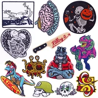 nicediy punk skull dinosaur patch stickers on clothes patch jacket embroidered patches for clothing badge applique sewing diy