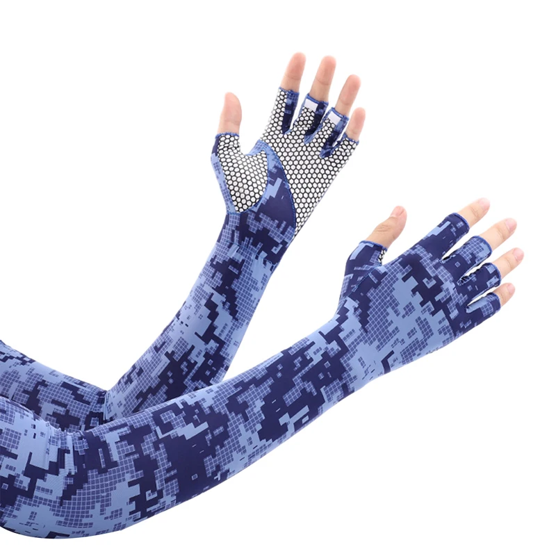 

Men’ s Cycling Gloves Sun-Resistant Floral Print Half-Finger Gloves Ice Silk Oversleeve for Boys