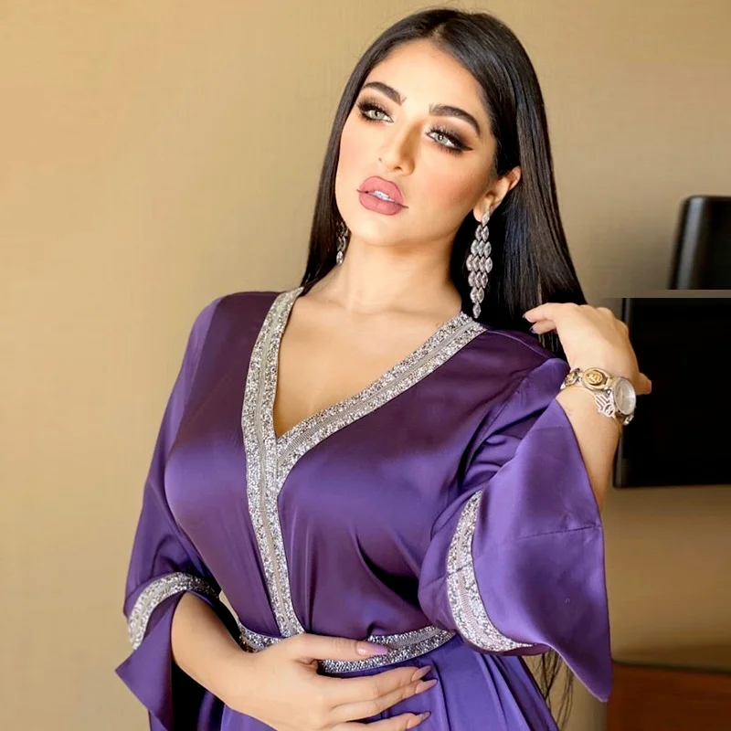 Мусульманская Мода для женщин Турецкая абайя Дубай Кафтан атласное длинное