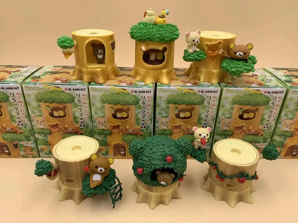 Аниме 12 см (с пень) 6 шт./компл. счастливый лес Rilakkuma сенсорный пня дерева ПВХ