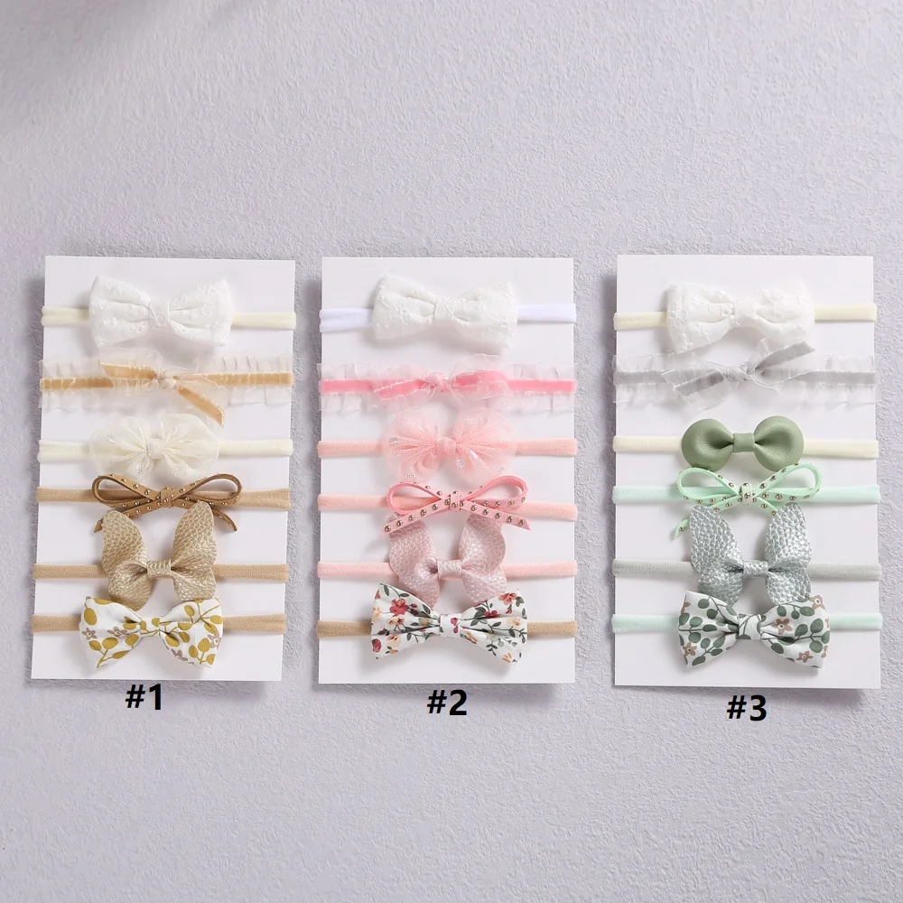 6 unids/set colorido lazo cinta para beb&eacute; ni&ntilde;a el&aacute;stico nailon suave diadema reci&eacute;n nacido beb&eacute; turbante beb&eacute; accesorios para el pelo-5