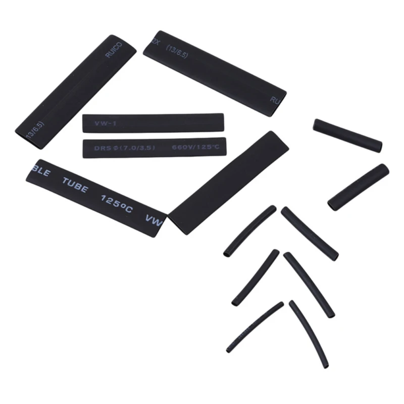 127 шт черный 7 размеров набор втулок для кабеля термоусадочный комплект трубок
