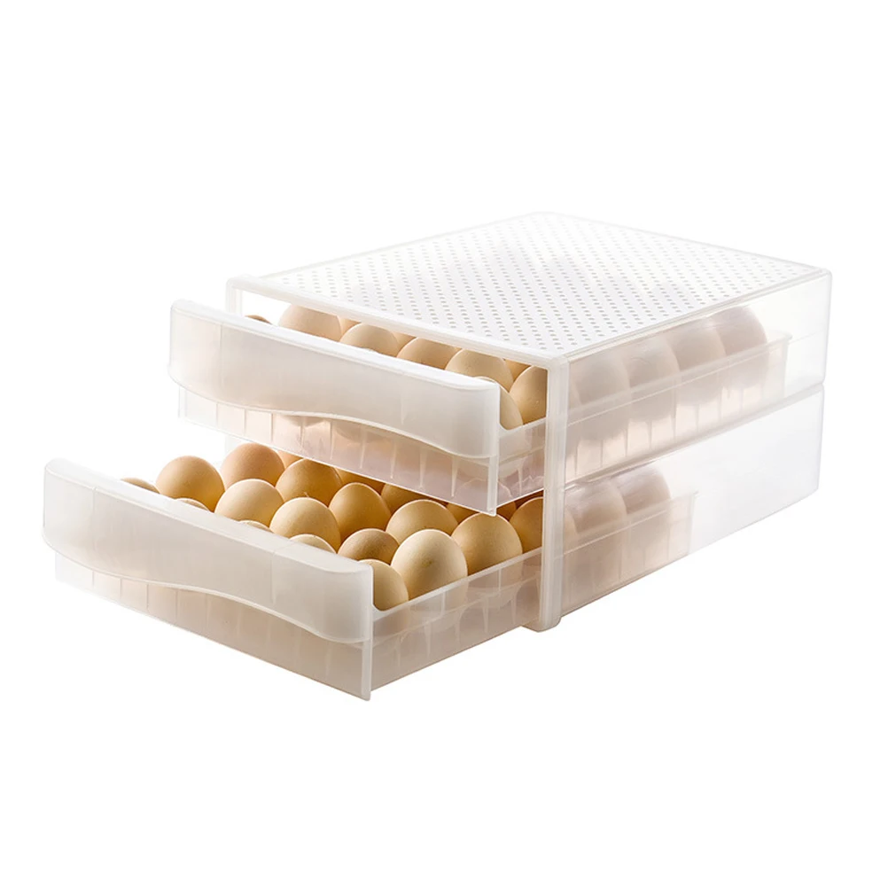 

Double-layer Egg Storage Box 60 Grid Transparent Egg Container Refrigerator Egg Box