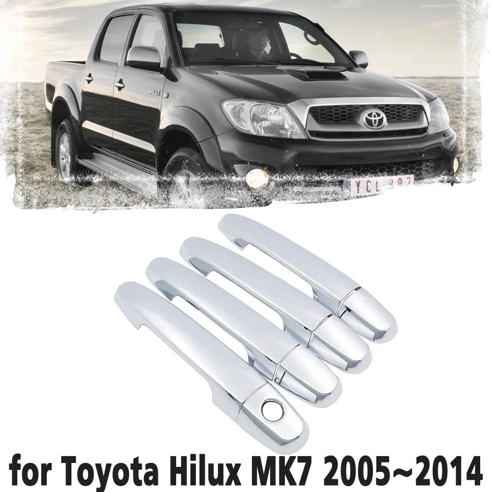 Luxury chrome door handle cover trim protection cover for Toyota Hilux MK7 2005~2014 Car accessory sticker 2006 2007 2008 2009