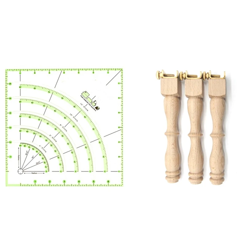 

Многофункциональная линейка для квилтинга в стиле пэчворк и 3 регулируемых портативных деревянных обруча для вышивки, 1 шт.