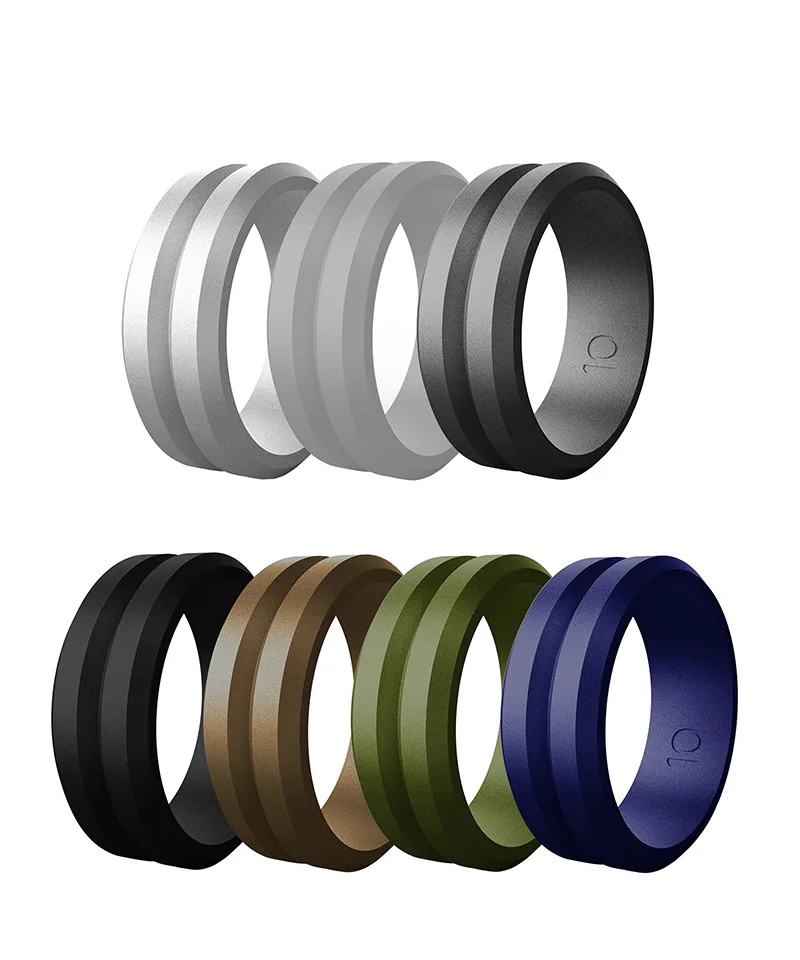

Colorful Concave Silicone Ring Environmental Men Wedding Party Finger Ring Sport Creative Accessories Trendy 7-14 US Size