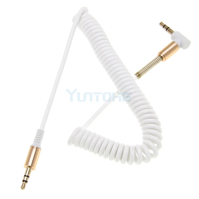 Оптовая продажа 2 м 3 5 мм пружинный аудио кабель штекер к мужчине Позолоченный