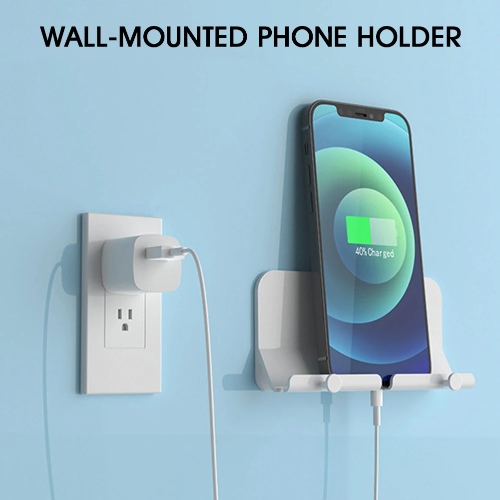 

Wall-mounted Storage Phone Holder Box Multifunctional Punch-free Mobile Phone Remote Control Storage Rack Bathroom Rack